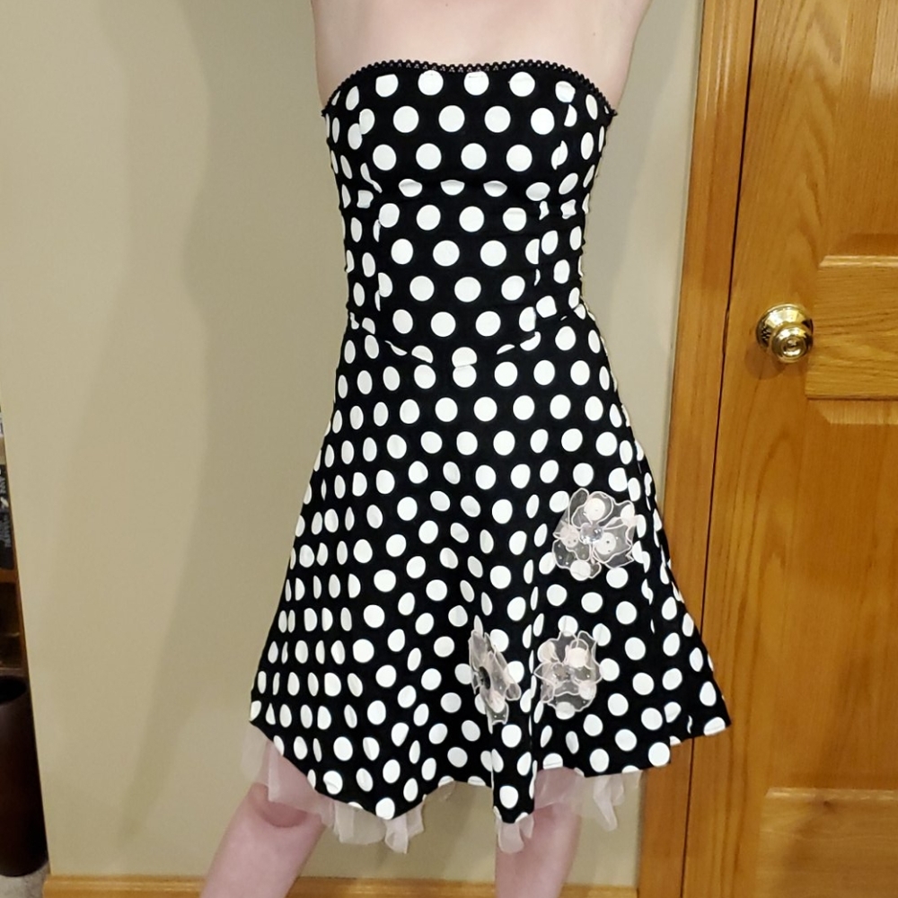 Ruby Rox Polka Dotted Strapless Dress